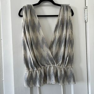 Vintage Deep-V Draped Blouse